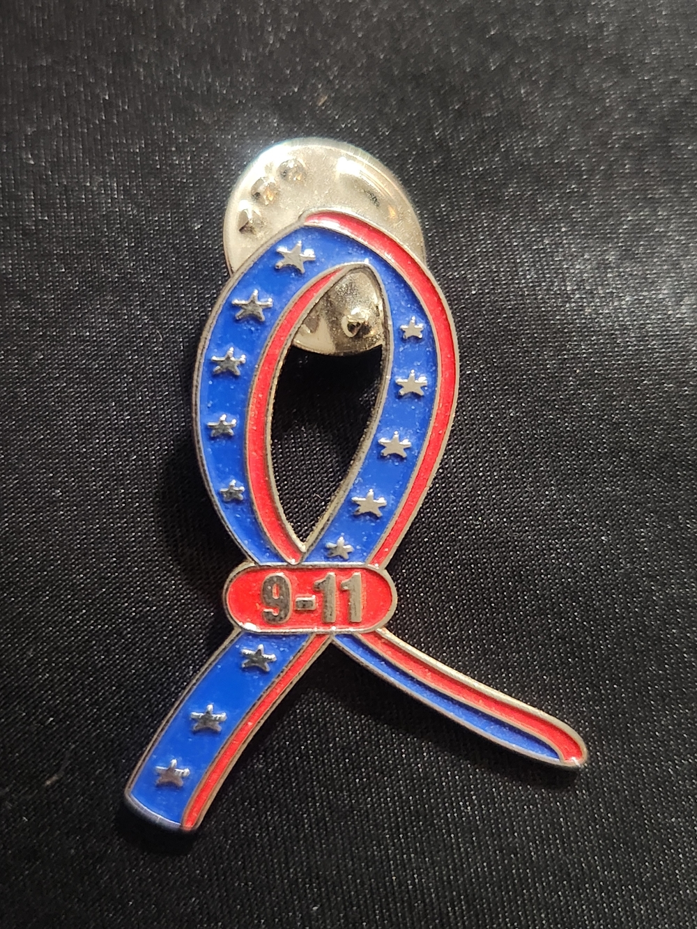 9-11 Patriot Ribbon Lapel Pin Red White Blue Stars USA Memorial Remembrance